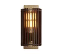 Industville Rift Slatted Wooden Wall Light - Dark, Dark Wood, Brass Holder