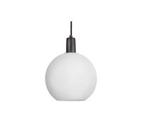 Industville Sleek Opal Glass Globe Pendant Light, 9 Inch, White, Pewter Holder in White Industville White