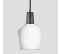 Industville Sleek Opal Glass Schoolhouse Pendant Light, 5.5 Inch, White, Pewter Holder in White Industville White