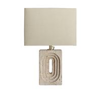Industville Travertine Rectangular Table Lamp, Rounded Rectangle Cotton Shade