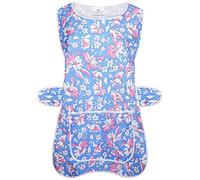 INDX-Clothing Ladies Floral Home/Work Tabard Apron with Single Large Front (Royal Blue Floral, XL)
