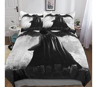 INDYAH Batman 3D Comforter Set - Anime Duvet Cover Bedding Set with Pillow Shams - Microfiber Bed Cover Zipper 3 Piece Set - Double (200x200cm)