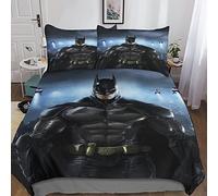 INDYAH Batman 3D Digital Print Anime Duvet Cover, 3 Piece Set Quilt Cover Matching Pillowcase with Zipper Closure Soft Microfiber King (220x240cm)