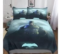 INDYAH Batman Duvet Cover Bedding Set 3 Piece Set Anime Duvet Cover Quilt Cover Microfiber Polyester Comforter Cover with Zipper Closure Pillowcase King(220x240cm)