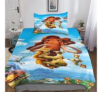 INDYAH Ice Age 3D Print Duvet Cover Set Bedding Sets with Hidden Zipper Closure,Microfiber Polyester Comforter Animation Quilt Cover For Teen Boys 3 Piece Set Single（135x200cm）