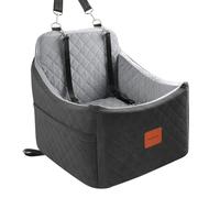 INDYBUD Dog Booster Car Seat for Dogs up to 35lbs, Safety Pet Car Seats with Anti-Slip Bottom, Travel Booster Dog Bed with 2 Storage Pockets (Black/Grey, Medium)