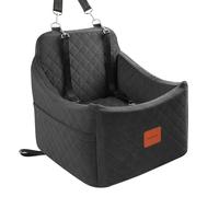 INDYBUD Dog Booster Car Seat for Dogs up to 35lbs, Safety Pet Car Seats with Anti-Slip Bottom, Travel Booster Dog Bed with 2 Storage Pockets (Black, Medium)