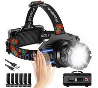 INECOKS Rechargeable Headlamp Super Bright, 3000LM Motion Sensor Head Lamp with 9 Modes, Zoomable Headlamp for Adults 90° Adjustable, IPX7 Waterproof High Power Head Light for Fishing Camping