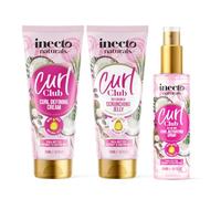INECTO Naturals Styling Trio Bundle Curl Club No Crunch Scrunching Jelly 200ml + Curl Defining Cream 200ml + Curl Activating Spray 200ml