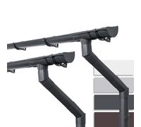 INEFA 2X Guttering Kit 3m / 100mm Half-Round Anthracite Plastic Rain Gutters for Pitched Roof