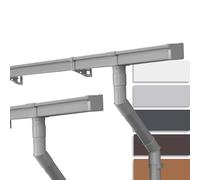 INEFA 2X Guttering Kit 4m 68mm Box Gutter Grey Plastic Rain Gutter Dual-Pitched Roof