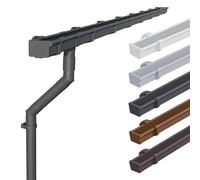 INEFA 2X Plastic Gutter Set NW68 / 68mm (2⅝") - Square Gutter 3m (9'10") Anthracite - PVC-U rain Gutter & downpipe Set for Garden shed - 2 roof Sides
