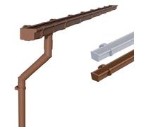INEFA 8m Guttering Kit 83mm Box Gutter Brown PVC Plastic Rainwater System for shed, Greenhouse