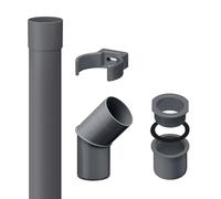 INEFA downpipe Set 50mm, PVC 2m Anthracite Gutter Accessories, Simple Plug-in Installation, Made in Germany