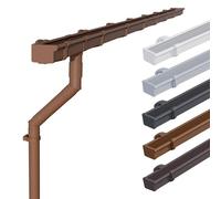 INEFA Plastic Gutter Set NW68 / 68mm - Square Gutter 5m (16'5") Brown - rain Gutter with downpipe Set PVC-U for Garden shed