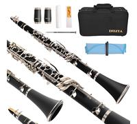 INEFFA Bb Clarinet for Beginners, Professional Black Wood Clarinet with Hard Case, Cleaning Cloth, Cork Grease, and Fingering Chart, Reeds, for Students & Adults (Bakelite)