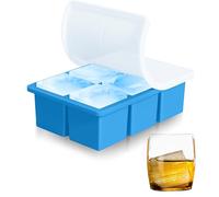 iNeibo® Big Silicone Large Ice Cube Tray Silicone Ice Mold - Make 6 Pieces 2 Inch Ice Cube for Whiskey Drinking, A Must-Have for Cooling Bar Drinks Make Fun Ice Food (Blue, 1pack)