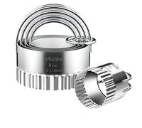 iNeibo Biscuit Cutter Set, Stainless Steel Cookie Cutter Round Fluted Edge DIY Pastry Cutters Baking Molds with Handle for Dumpling Skin Cutters Muffins Crumpets Donuts Scones Kichen Baking