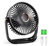 iNeibo Desk table fan,USB-type C 2400mAh Battery Powerful and Quiet Small Desk Fan,Dual 360° Mini USB Fan, with1.5M cable Rechargeable and Silent Operation for Home,Office,School and Outdoor(Black)