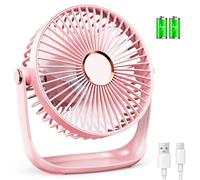iNeibo Desk table fan,USB-type C 2400mAh Battery Powerful and Quiet Small Desk Fan,Dual 360° Mini USB Fan, with1.5M cable Rechargeable and Silent Operation for Home,Office,School and Outdoor (Pink)