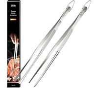 iNeibo® Multipurpose Cooking Tweezers Tongs 2 Pack 12 inch 304 Stainless Steel Straight Tweezers - Extra Long Kitchen Food Tweezers Tongs for BBQ Grilling Cooking Roasting and Serving (Set)