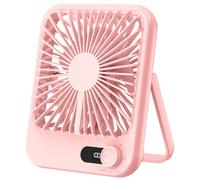 iNeibo USB Desk Fan, 2000mAh Rechargeable Ultra Quiet 1-100 Speeds Portable Cooling Fans with LED Display，180° Adjustment Small Table Fan for Home,Office,Bedroom Table and Desktop (Pink)