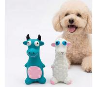 InekoAgua 2-Pack Squeaky Latex Dog Toys - Soft Natural Rubber Cute Farm Animals for Fetch & Teething - Funny Boredom Buster Gift Set for Puppies, Small & Medium Dogs