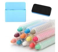 iNelihoo 12pcs Colored Dustless Chalk Set with Holder Twistable Chalks with Magnetic Chalkboard Eraser, Storage Box Washable Chalkboard Chalks Non-Toxic Sidewalk Chalk for Blackboard Drawing Writing