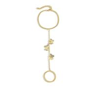 INENIMARTJ Gold Hand Chain Bracelet for Women Hand Harness Chain Gold Bracelets Golden Chains Finger Ring Bracelet Crystal Pearl Butterfly Slave Chains Hand Ring Bracelets for Women, L, Metal, no