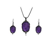INENIMARTJ Gothic Necklace Earrings Set for Women,Vintage Witch Crow Bat Cameo Pendant Necklace Punk Teardrop Crystal Emboss Necklace Witch Jewelry Set Halloween Costume Accessories, Metal, No