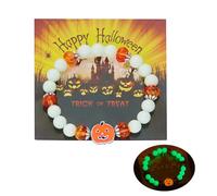 INENIMARTJ Halloween Luminous Bracelets for Men Women Personality Chic Colorful Luminous Ghost Pumpkin Beaded Bracelet Halloween Jewelry For Men Women, L, Alloy, no gemstone