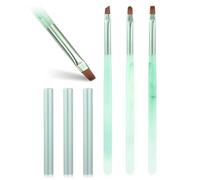 INENK 3PCS Nail Clean Up Brushes for OPI Nail Polish Remover, Brushes for Cleaning Polish Mistakes on the Cuticles, Acetone Resistant Nail Brush for Nail Art and Designs（Jade Green ）