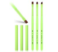 INENK 3PCS Nail Clean Up Brushes for OPI Nail Polish Remover, Brushes for Cleaning Polish Mistakes on the Cuticles, Acetone Resistant Nail Brush for Nail Art and Designs（Fluorescent Green ）