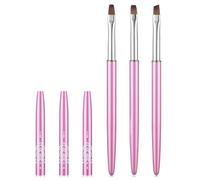 INENK Metal Purple Nail Art Clean Up Brushes for Cleaning Polish Mistakes on the Cuticles, Acetone Resistant Nail Brush, Fingernail Cleaning Brushes for Nail Art and Designs (Round&flat&Bevel)