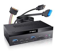 ineo 5.25" 10Gbps USB 3.2 Front Panel Card Reader with Audio Ports, Internal SD/microSD Reader, USB 3.2 Type-E Key-A 20 Pin and USB 3.0 Header, 15 Pin SATA Power Supply