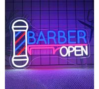 Ineonlife Barber Open Neon Sign Accessories Light Up for Wall Decor Modern Led Sign for barbershop Small Acrylic Art Decor for hair salon make up shop Decorations 15.74x14.17 inch USB POWER