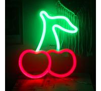 Ineonlife Cherry Neon Sign for Bedroom Neon Light Sign Red Green Led Light Wall Fruit Neon Lamp Sign for Kids Home Restaurant Dormitory Wall Decoration