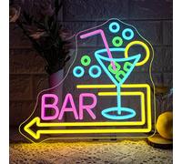 ineonlife Cocktail Bar Neon Light Sign,Cocktail Arrow Neon Sign for Wall Decor,Cocktail Led Sign for Bar,Man Cave,Tavern,Club,Parties,Cocktail Bars,Gift