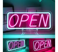 ineonlife Open Neon Light Sign,Flashing Open Neon Sign That Alternates Pink and Blue,Wall Decor Led Signs for Shops,Restaurants,Bars,Flower Shop,Coffee Shop,Bookstore