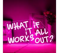 ineonlife What if it All Works Out Neon Sign for Wall Decor Dimmable Led Neon Light Signs 5V/2A Powered by USB Pink Light Up Sign for Living Room Office Party Reading Room Bar Decor