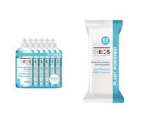 INEOS Next-Gen 2in1 Washing Up Liquid, 3L (500ml x 6), 1000 Sinkfuls + Antibac Multi-Room Disinfectant Biodegradable 60 Wipes, Sea Minerals + Wild Jasmine