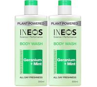 INEOS Skin Science - All Day Freshness With Provitamin B5 Body Wash Geranium + Mint - With SkinActiv Cooling Tech™ - Plant Powered 300ml (Pack of 2)