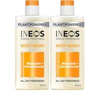 INEOS Skin Science - All Day Freshness With Provitamin B5 Body Wash Mandarin + Sandalwood - With SkinActiv Cooling Tech™ - Plant Powered 300ml (Packaging may vary) (Pack of 2)