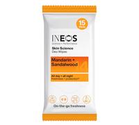 INEOS Skin Science Deo Wipes - 15 wipes - All Day + All Night Freshness + Protection -Mandarin + Sandalwood - On-the-go Freshness - With SkinActiv Cooling Tech™ - Plant Powered
