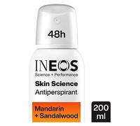 INEOS Skin Science - Unbeatable Protection Against Odour + Sweat. All Day + All Night. Aerosol Antiperspirant Deodorant Mandarin + Sandalwood - Plant Based Essential Oils 200ml