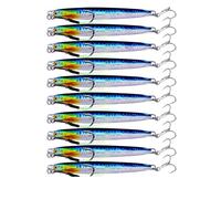 INEOUT 10 Pcs/set 10g 20g 30g 40g 60g Cast Metal Bait Fishing Lures Lot Jigs Trout Hard Baits Pesca Fish Jigging Saltwater(C 10 PCS 2 Hook,20G)