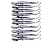 INEOUT 10 Pcs/set 10g 20g 30g 40g 60g Cast Metal Bait Fishing Lures Lot Jigs Trout Hard Baits Pesca Fish Jigging Saltwater(I 10 PCS 2 Hook,20G)