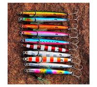 INEOUT 10 Pcs/set 10g 20g 30g 40g 60g Cast Metal Bait Fishing Lures Lot Jigs Trout Hard Baits Pesca Fish Jigging Saltwater(10 PCS bait 2 hook,30G)