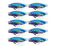 INEOUT 10 Pcs/set Metal Jig Spoon Lure Artificial Bait Shore Slow Jigging Bass Fishing Tackle 10g 15g 20g 30g 40g 50g(F 10 pcs bait,50G)