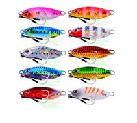 INEOUT 10 Pcs/set Metal Jig Spoon Lure Artificial Bait Shore Slow Jigging Bass Fishing Tackle 10g 15g 20g 30g 40g 50g(10 pcs bait mix,30G)